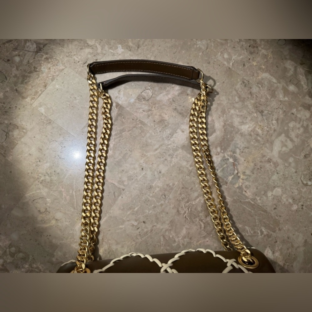 Tory Burch Brown and Cream Quilted Shoulder Bag - Picture 13 of 14